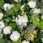 Aliflowers 5D White Rose & Green Leaf Artificial Curtain Flower Wall for Event & Party Backdrop ALFWL185-1 - Ali Flowers
