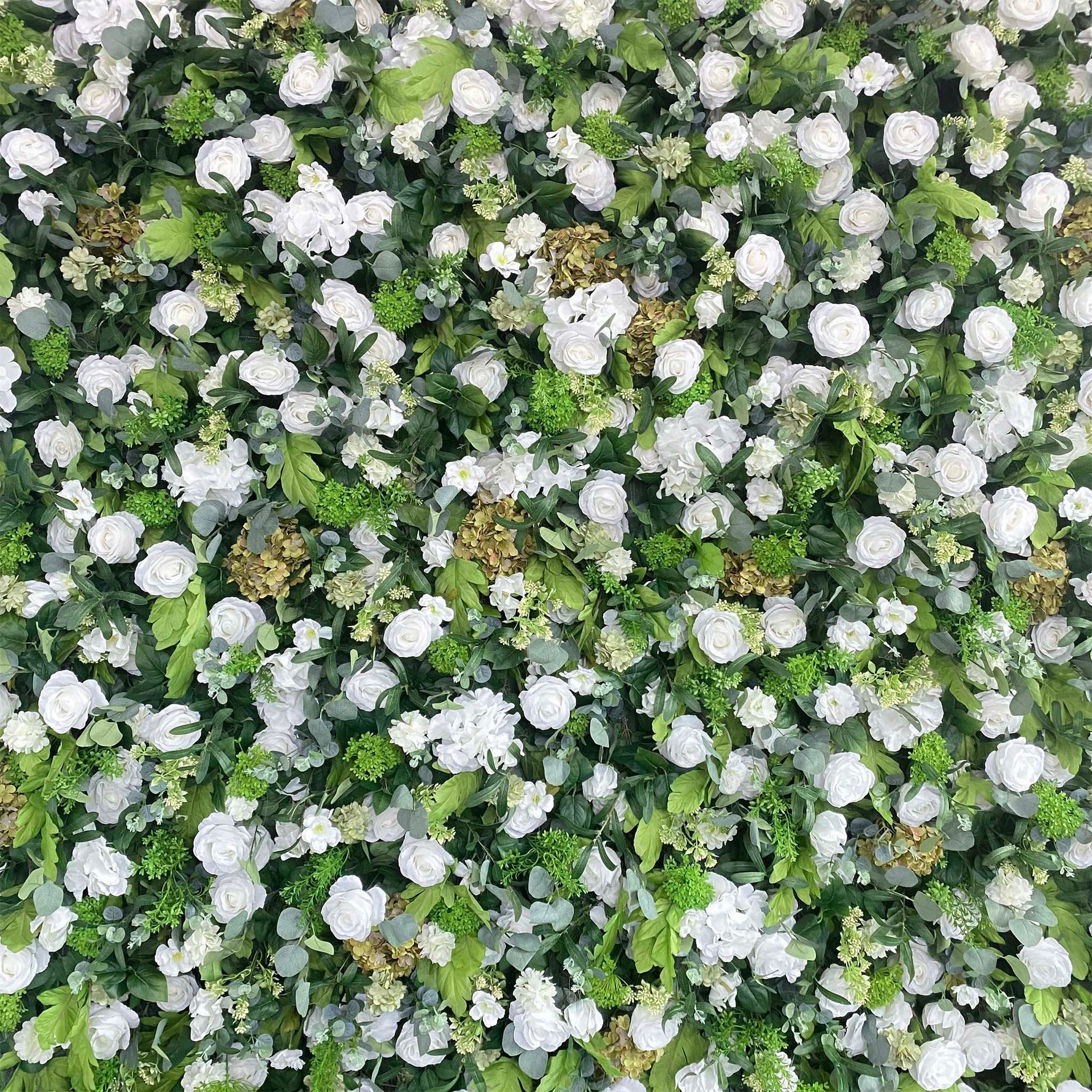 Aliflowers 5D White Rose & Green Leaf Artificial Curtain Flower Wall for Event & Party Backdrop ALFWL185-1 - Ali Flowers