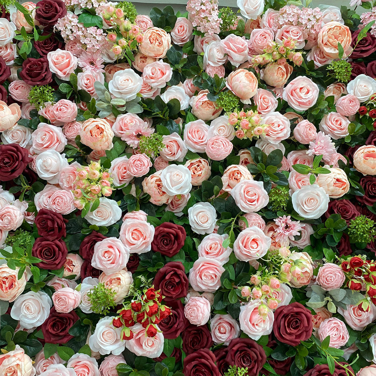 Aliflowers 5D Elegant Red & Blush Pink Flower Wall Wedding Ceremony Backdrop - Ali Flowers