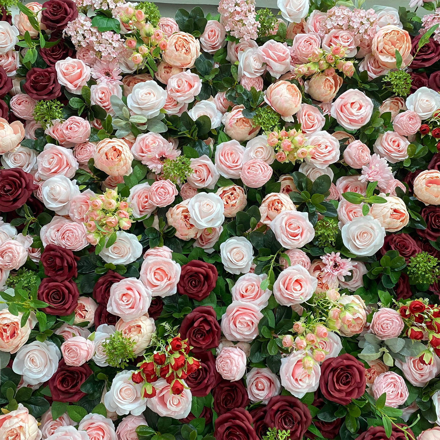 Aliflowers 5D Elegant Red & Blush Pink Flower Wall Wedding Ceremony Backdrop - Ali Flowers