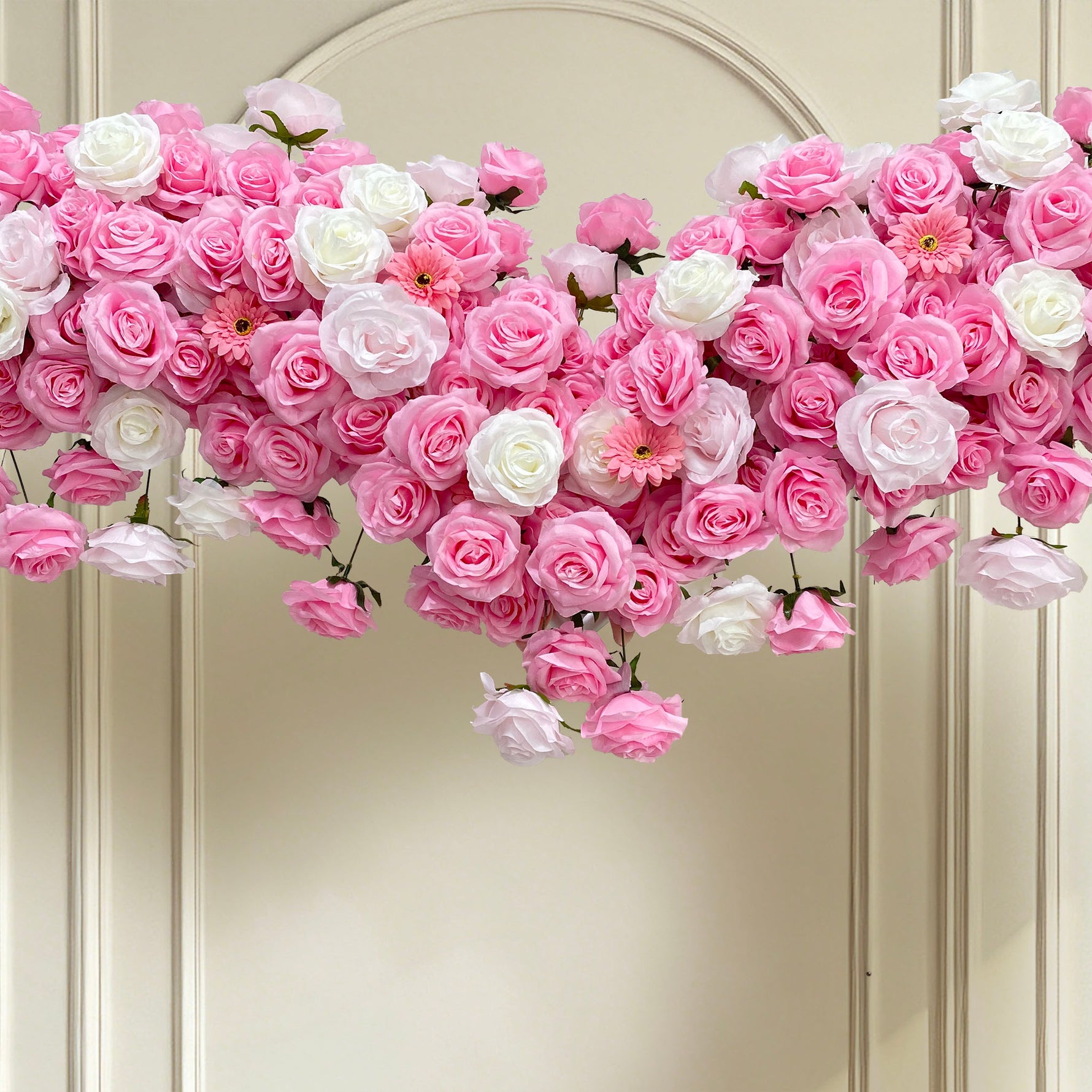 Aliflowers Heart-Shaped Pink Rose Floral Fabric Wedding Party Background Decoration ALFAH015 - Ali Flowers