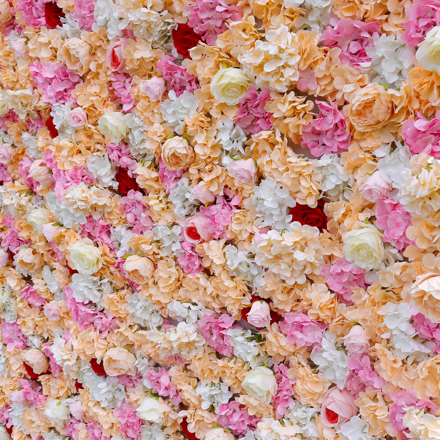 Aliflowers 2D Orange Hydrangea with Red Rose Wall Flower Decor ALFWL048 - Ali Flowers