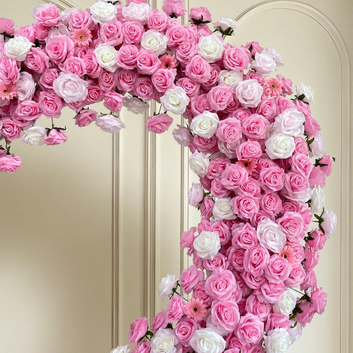 Aliflowers Heart-Shaped Pink Rose Floral Fabric Wedding Party Background Decoration ALFAH015 - Ali Flowers