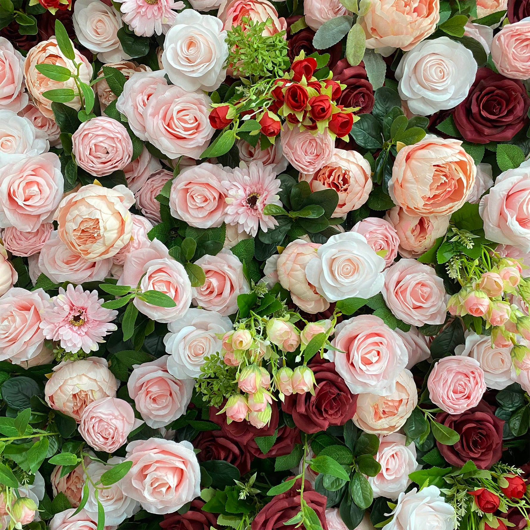 Aliflowers 5D Elegant Red & Blush Pink Flower Wall Wedding Ceremony Backdrop - Ali Flowers