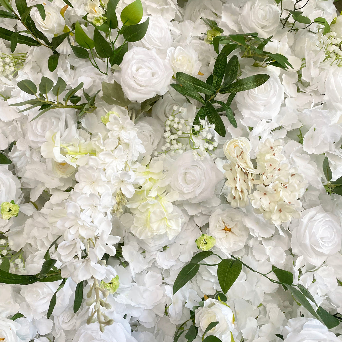 Aliflowers White Dahlia with Plants Flower Wall for Wedding ALFWL076 - Ali Flowers