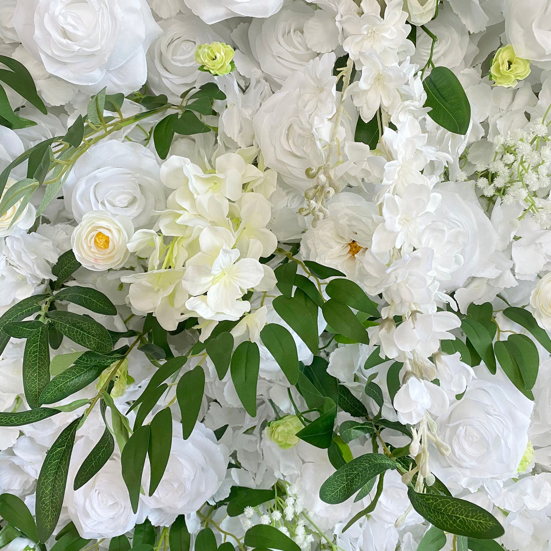 Aliflowers White Dahlia with Plants Flower Wall for Wedding ALFWL076 - Ali Flowers