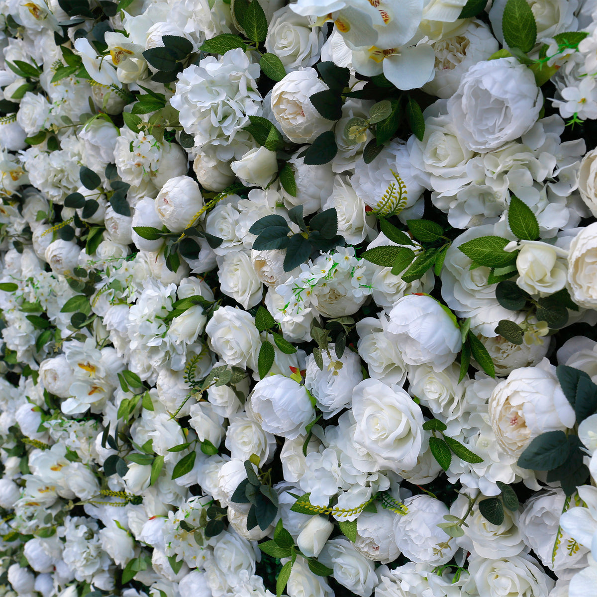 White Peony with Leaves Artificial flower for Wedding 3D Flower Wall ALFWL033 - Ali Flowers