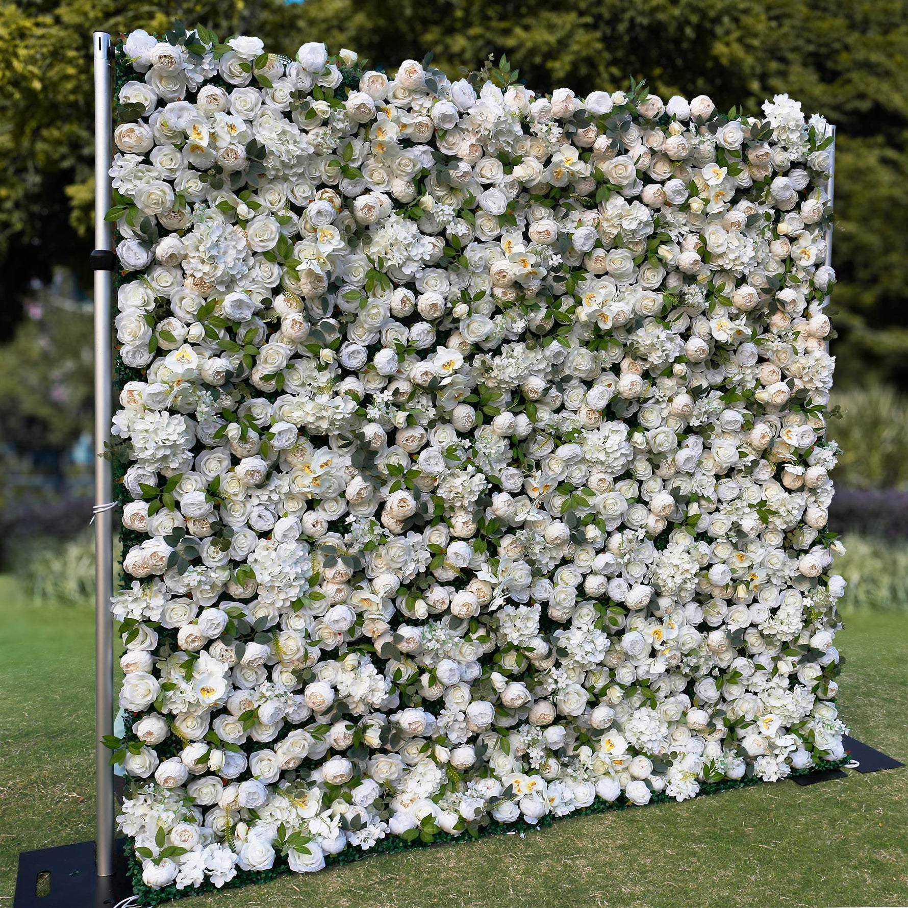 White Peony with Leaves Artificial flower for Wedding 3D Flower Wall ALFWL033 - Ali Flowers