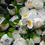 White Peony with Leaves Artificial flower for Wedding 3D Flower Wall ALFWL033 - Ali Flowers