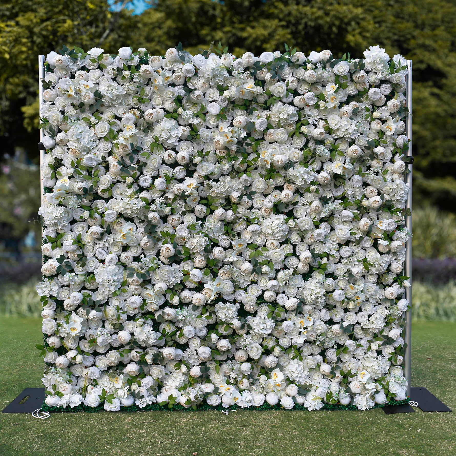 White Peony with Leaves Artificial flower for Wedding 3D Flower Wall ALFWL033 - Ali Flowers