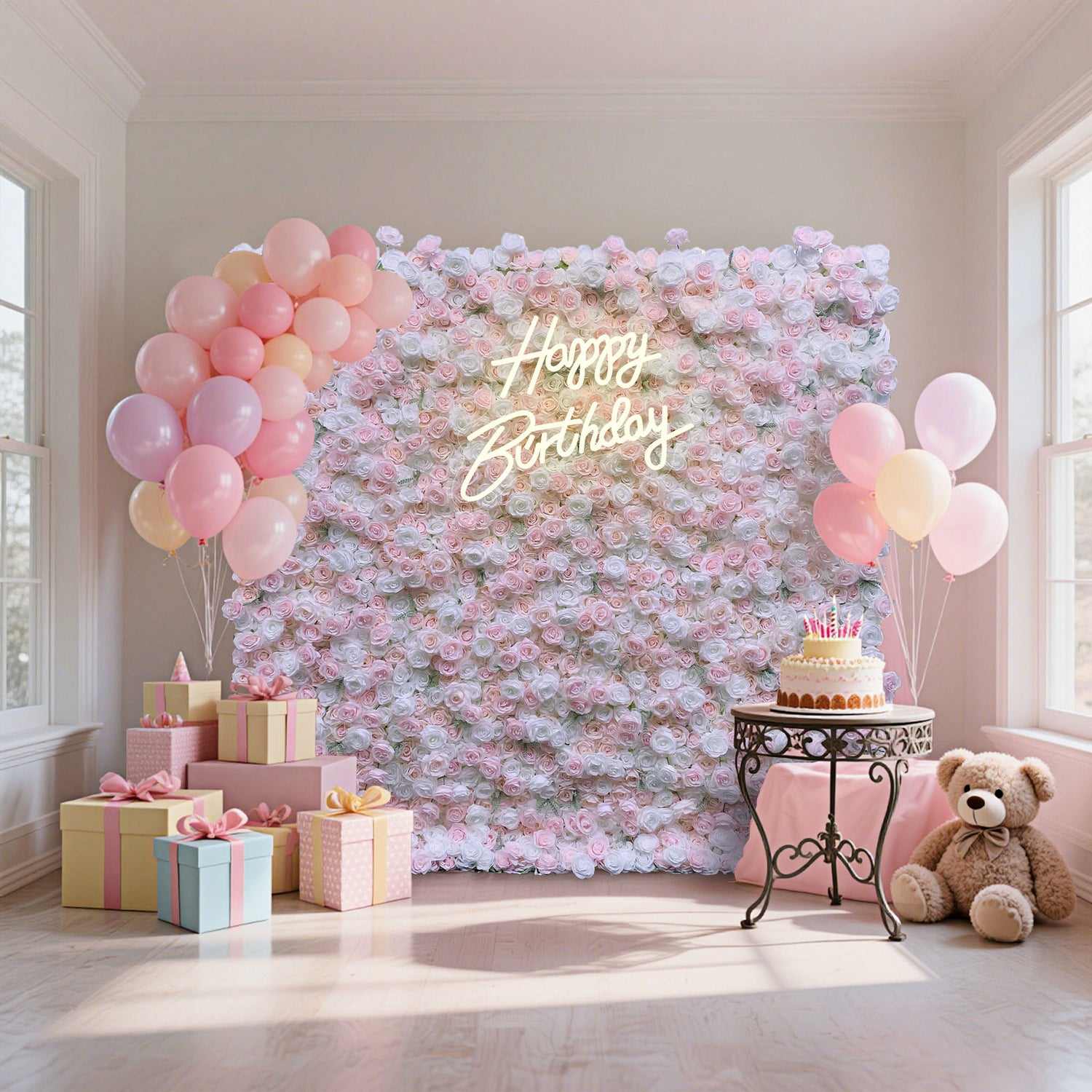 Ali Flowers 3d Baby Pink Flower Wall Rolling Up Curtain Floral Backdrop for Wedding Party Decor ALFWL001 - Ali Flowers