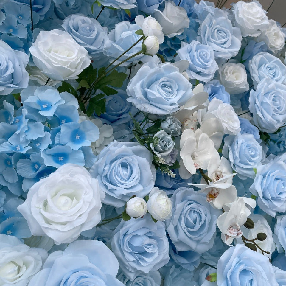 Aliflowers 3D Blue Rose & White Orchid Flower Wall for Wedding Decor ALFWL187