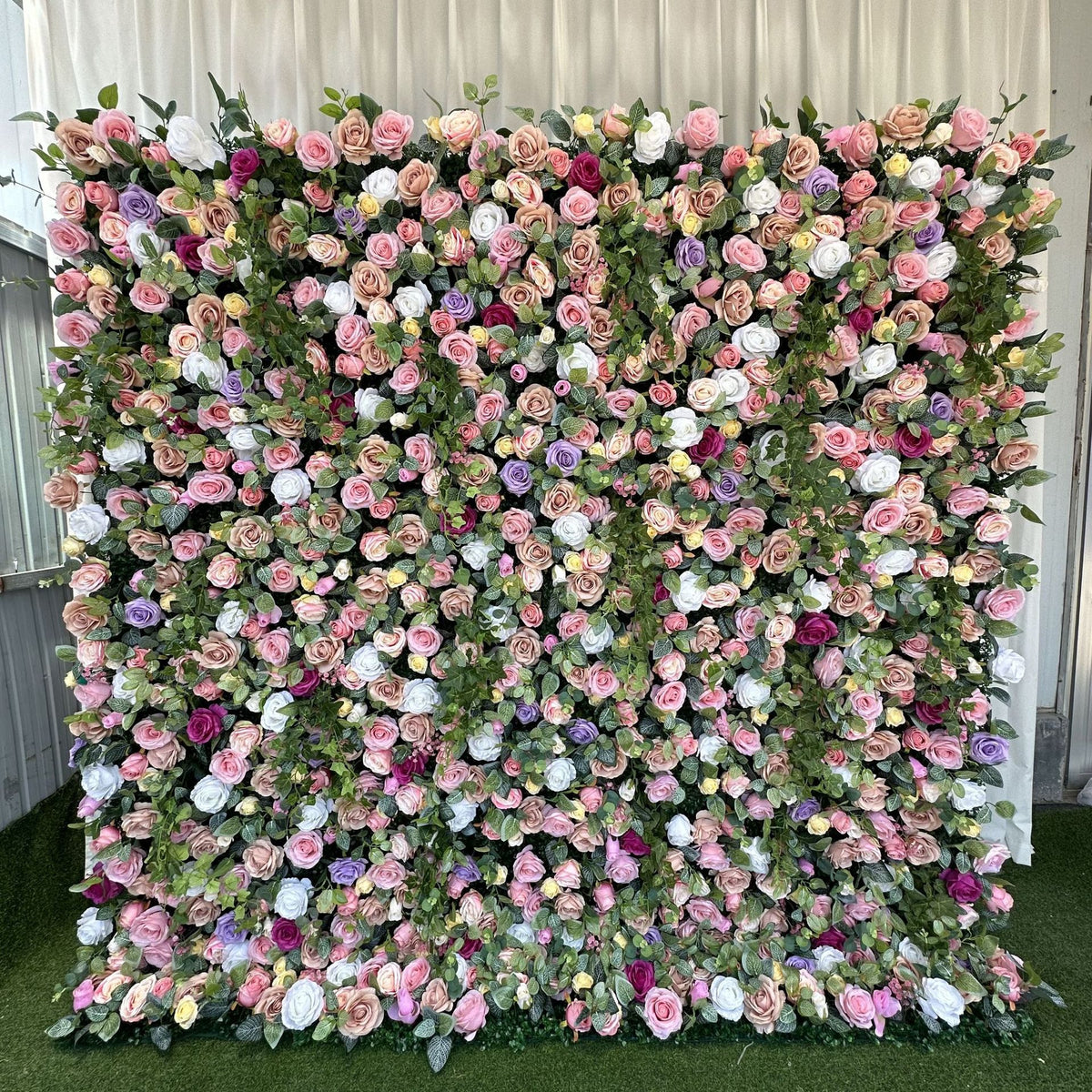 Aliflowers 3D Green Colorful Rose Roller Blind Party Wedding Backdrop Decoration ALFWL193
