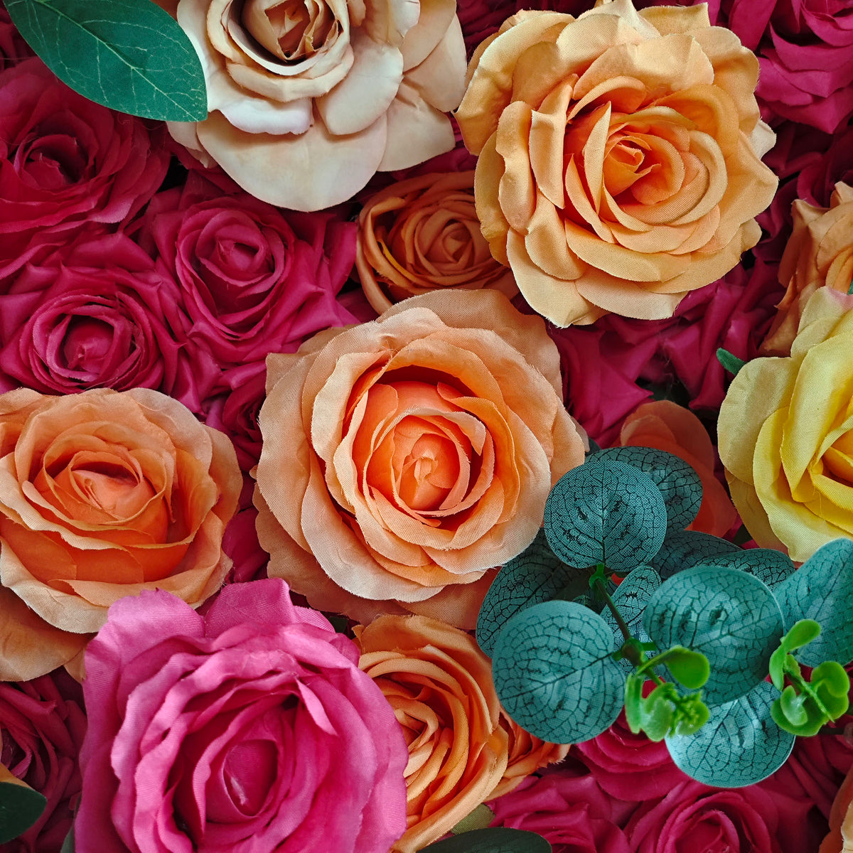 Aliflowers 3D Orange Red Rose & Orchid Flower Wall Backdrop for Wedding Party Decor