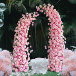 Aliflowers 3D Pink Rose Horns Arch – Wedding Ceremony Floral Backdrop for Indoor & Outdoor Events