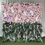 Aliflowers 3D Purple and Pink Rose Curtain Flower Wall Backdrop Wedding Party Decoration ALFWL91