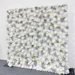 3D Purple and White Fabric Roller Curtain Floral Background for Wedding Party and Event Decoration