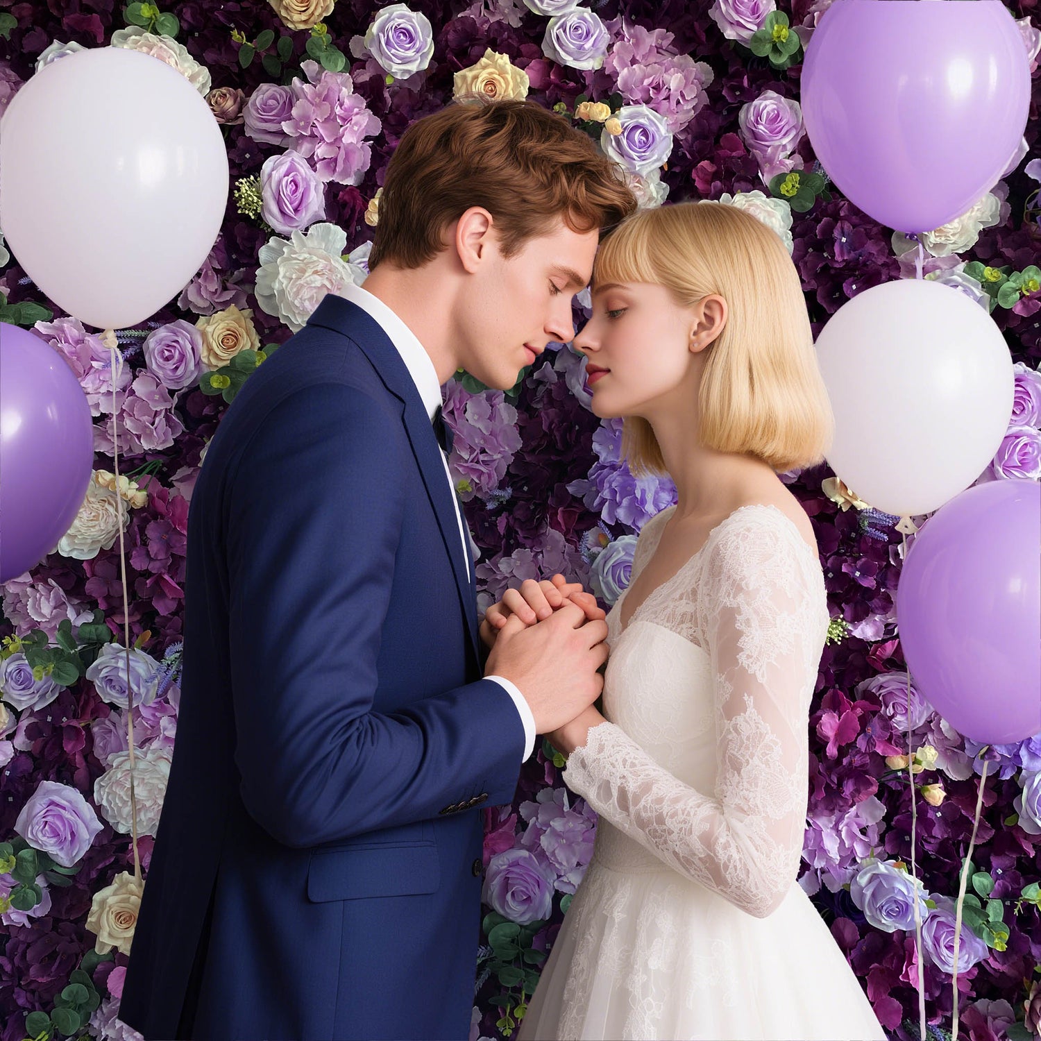 Purple Rose Hydrangea 5D Roller Curtain Flower Wall Event Party Background