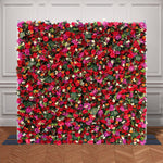 Aliflowers Red Rose with Hanging Greenery Artificial Flower Wall Backdrop ALFWL094 - Ali Flowers