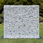 Aliflowers 3d white rose artificial simulation flower background wall for wedding event layout