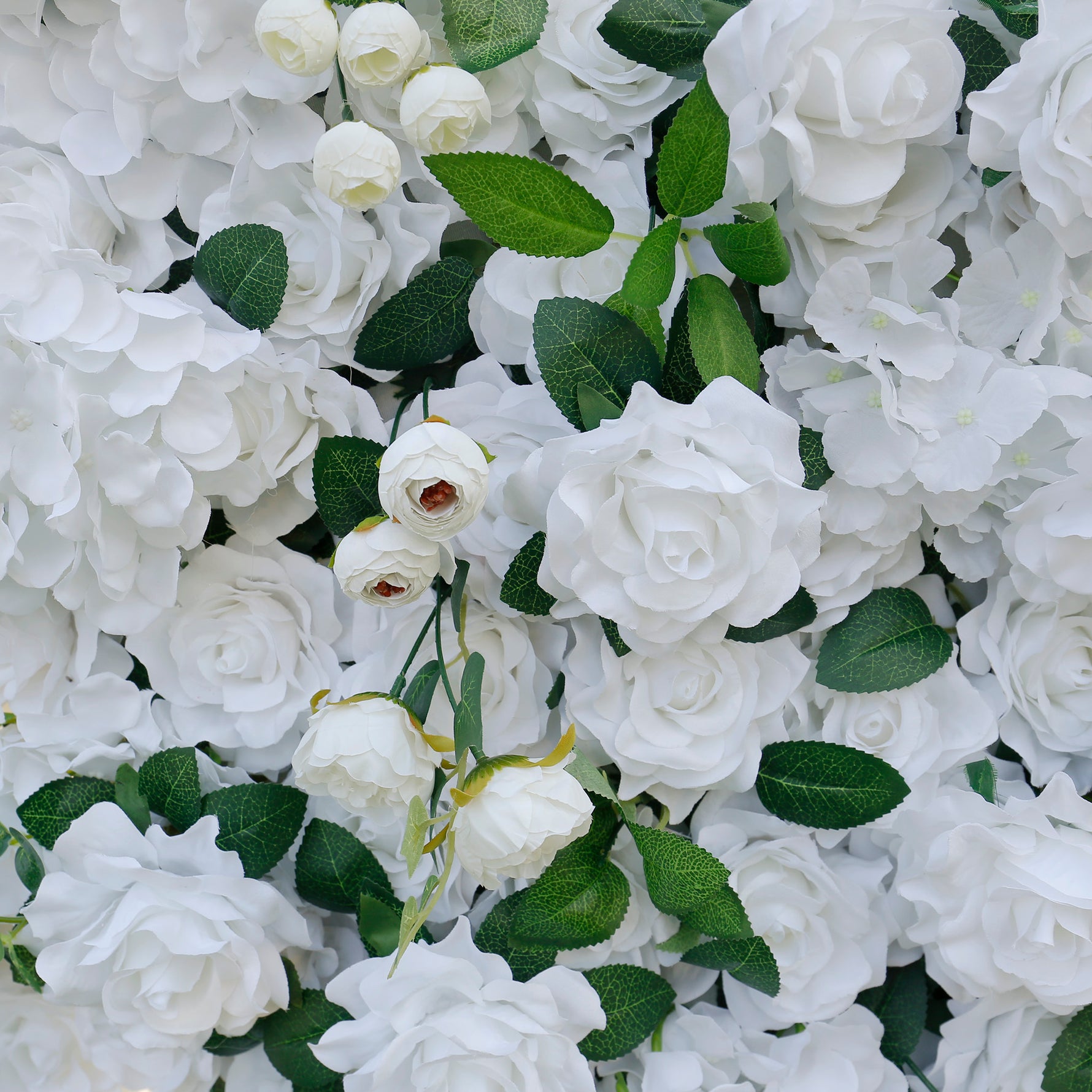 Aliflowers 3D White Rose with Hydrangea Wall Backdrop ALFWL043 - Ali Flowers