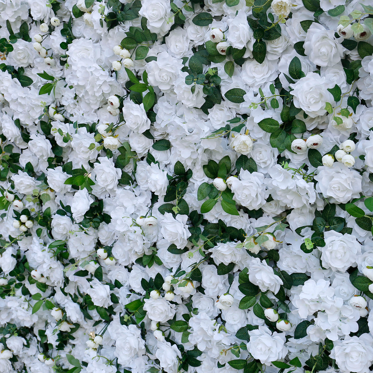 Aliflowers 3D White Rose with Hydrangea Wall Backdrop ALFWL043 - Ali Flowers