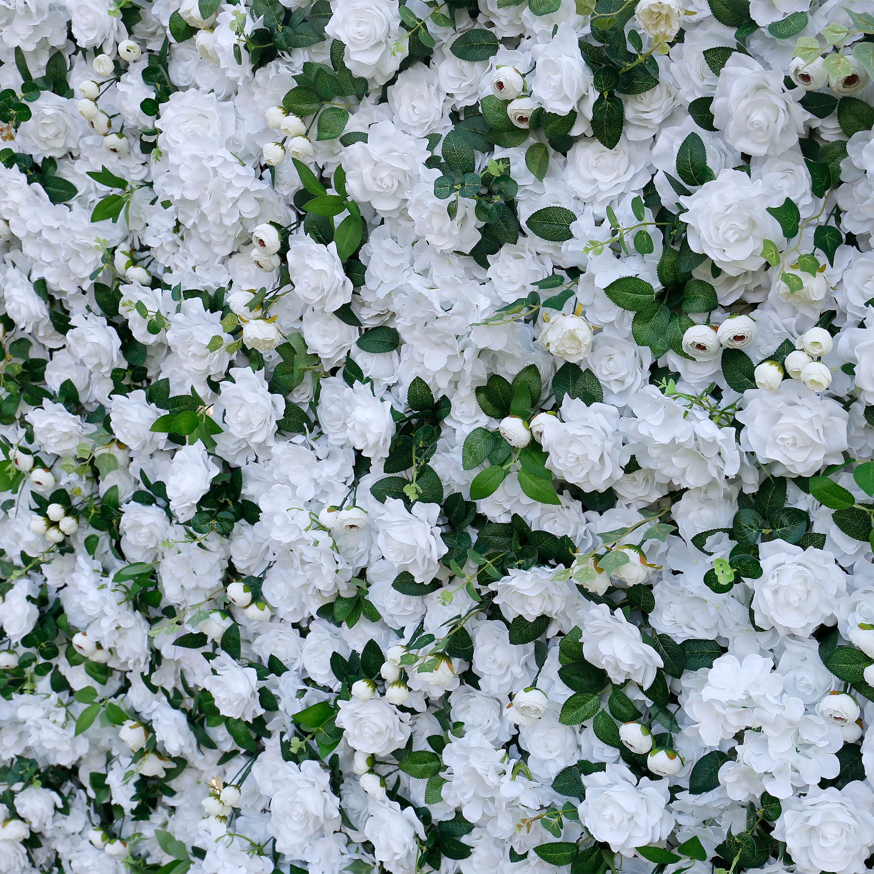 Aliflowers 3D White Rose with Hydrangea Wall Backdrop ALFWL043 - Ali Flowers