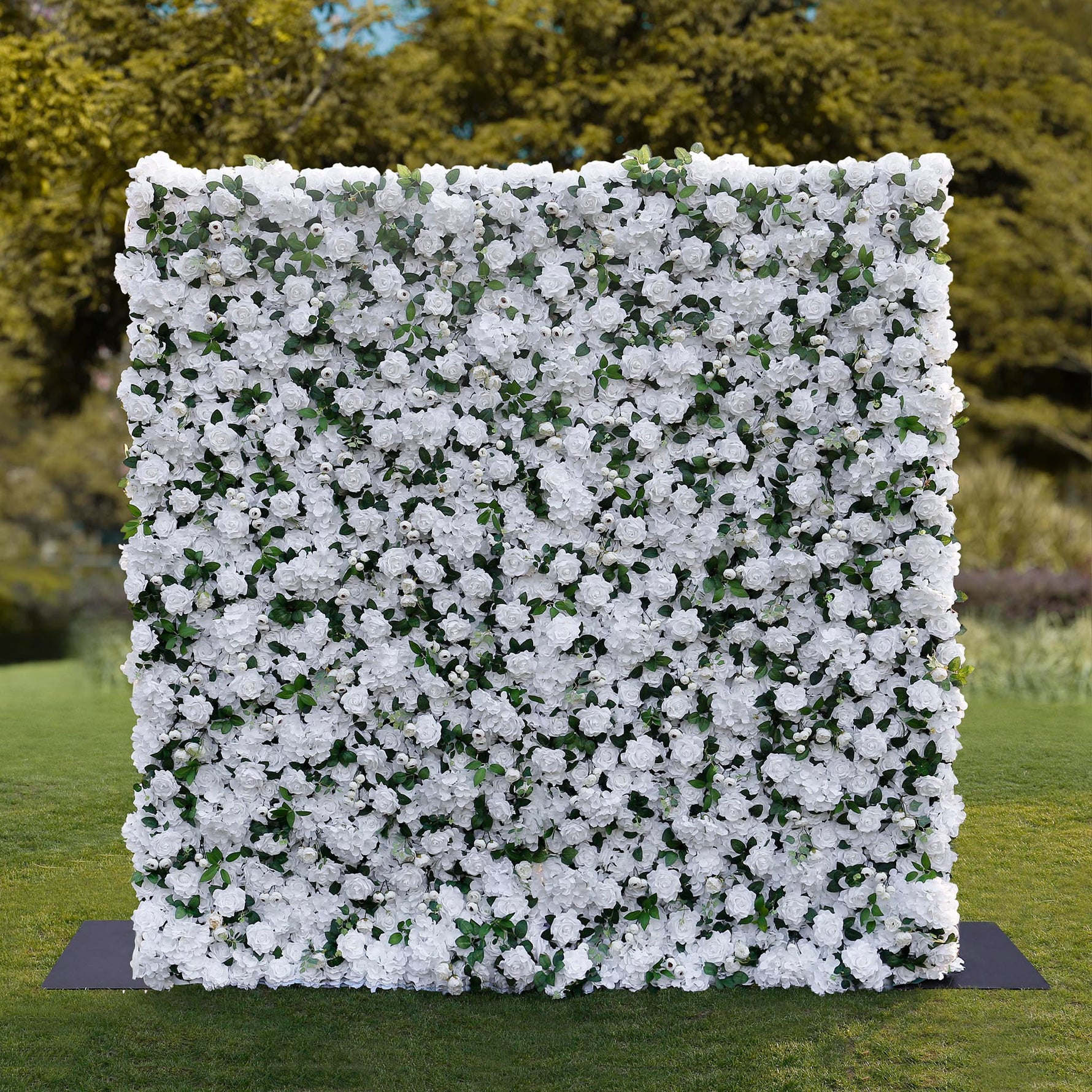 Aliflowers 3D White Rose with Hydrangea Wall Backdrop ALFWL043 - Ali Flowers