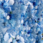 Blue Flowers with White Mist Grass 5D Artificial Floral Wall for Wedding ALFWL034 - Ali Flowers