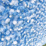 Aliflowers 5D Sky Blue with White Rose Roll Up Flower Wall Curtain Event Party Wedding Backdrop Decor ALFWL035 - Ali Flowers