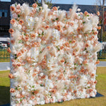Aliflowers 5D Champagne Rose with Pampas grass Fabric Artificial Flower Wall ALFWL038 - Ali Flowers