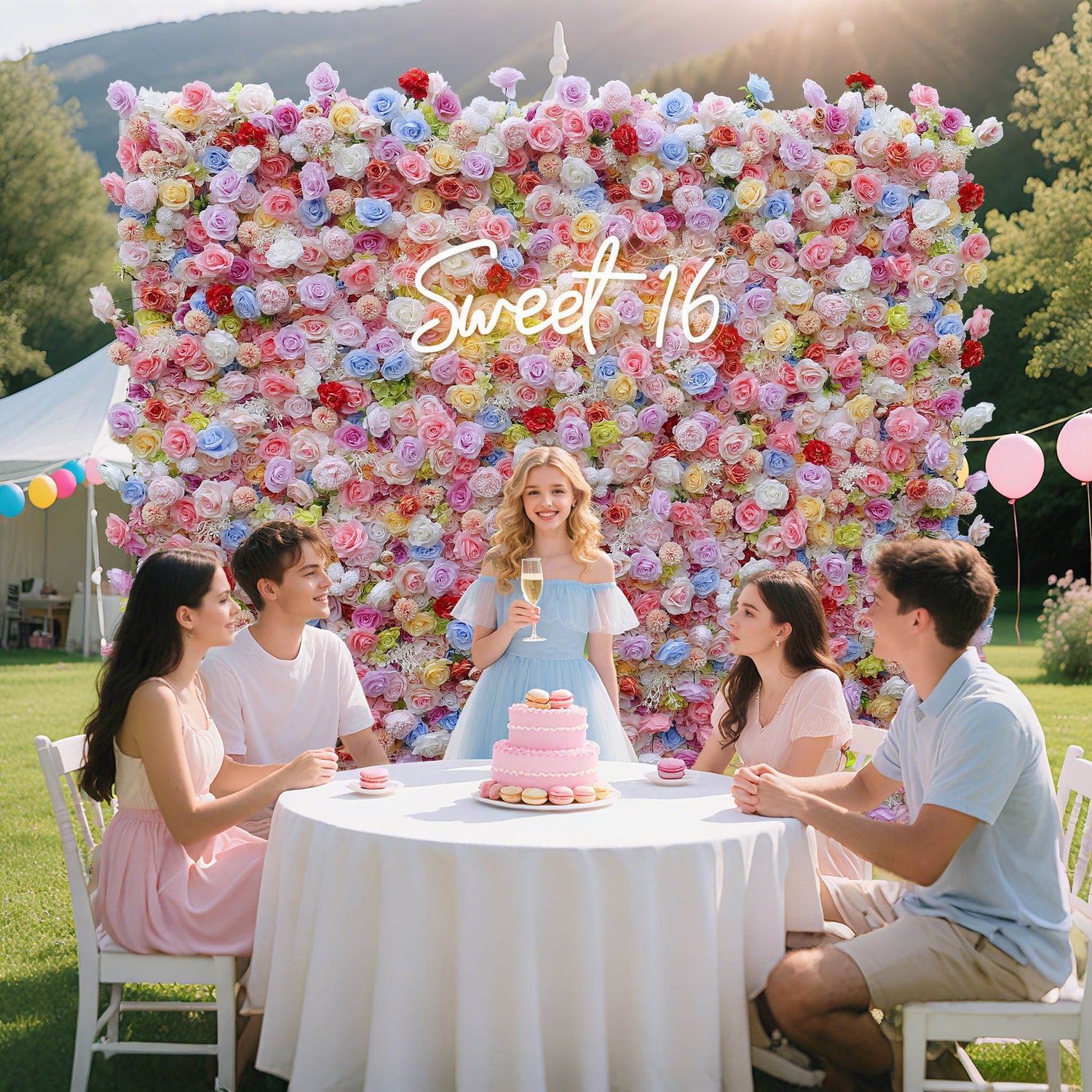 Aliflowers Colorful Rose Artificial Flower Wedding Decorations Wall ALFWL092 - Ali Flowers