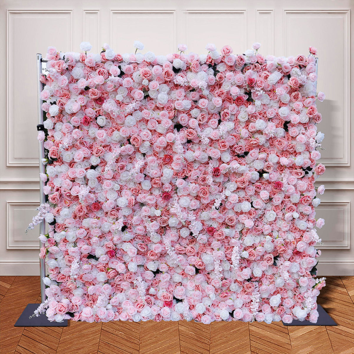 Aliflowers 5D-Pink Rose with Larkspur Wedding Fabric Flower Wall ALFWL096 - Ali Flowers
