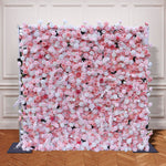 Aliflowers 5D-Pink Rose with Larkspur Wedding Fabric Flower Wall ALFWL096 - Ali Flowers