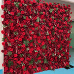 Aliflowers 5D Burgundy Mixed with Red Rose with Leaves Flower Wall for Wedding ALFWL030 - Ali Flowers