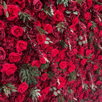 Aliflowers 5D Burgundy Mixed with Red Rose with Leaves Flower Wall for Wedding ALFWL030 - Ali Flowers