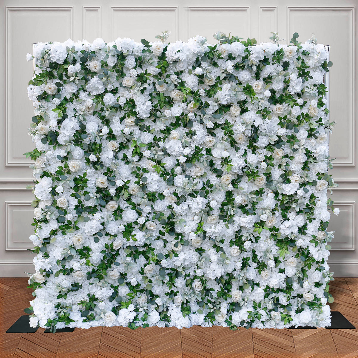 Aliflowers 5D White Rose with Hanging Green Plants Wedding Backdrop Floral Wall Decoration ALFWL097 - Ali Flowers