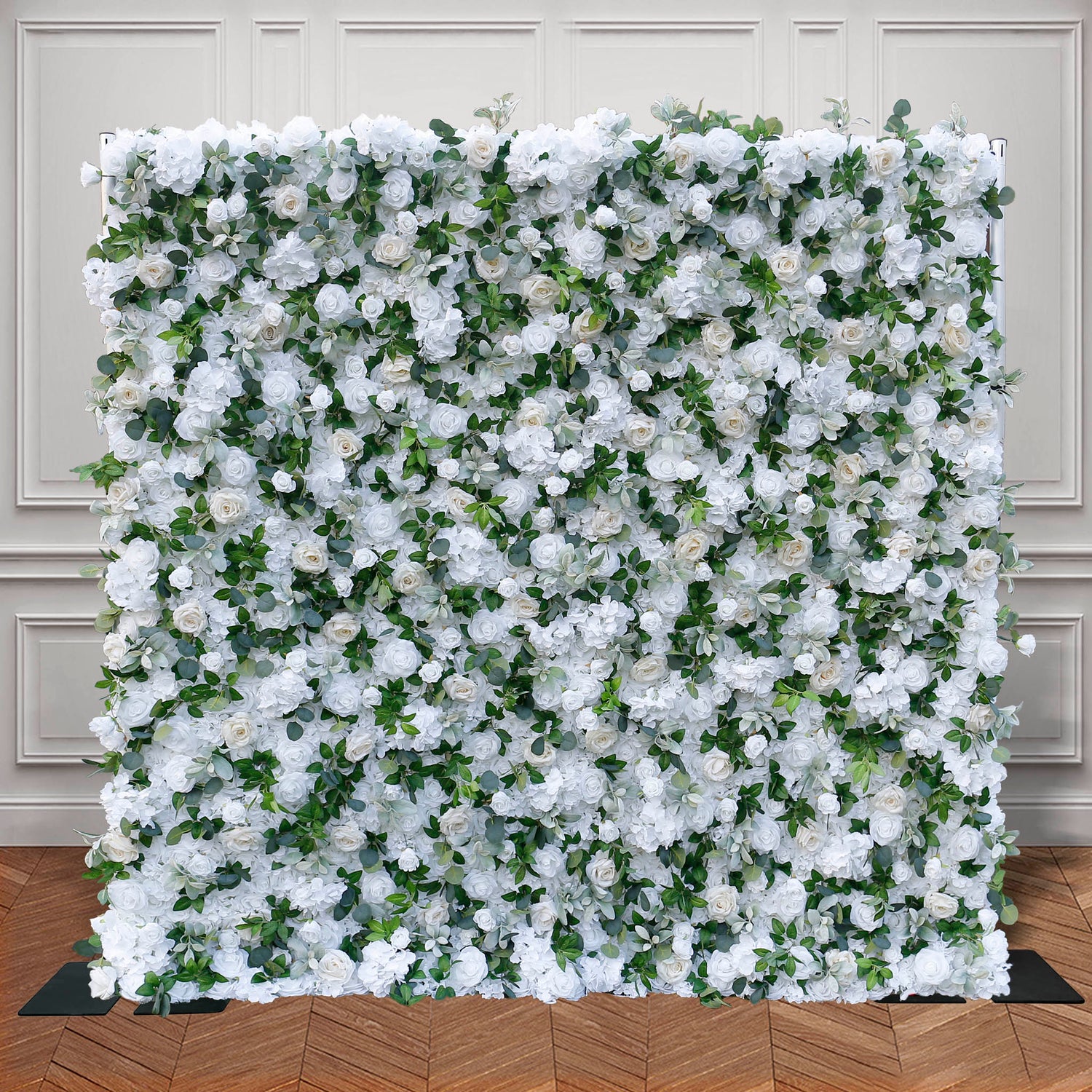 Aliflowers 5D White Rose with Hanging Green Plants Wedding Backdrop Floral Wall Decoration ALFWL097 - Ali Flowers