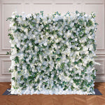 Aliflowers 5D White Rose with Larkspur Flower Wall Backdrop ALFWL039 - Ali Flowers