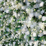 Aliflowers 5D White Rose with Larkspur Flower Wall Backdrop ALFWL039 - Ali Flowers