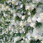 Aliflowers 5D White Rose with Larkspur Flower Wall Backdrop ALFWL039 - Ali Flowers