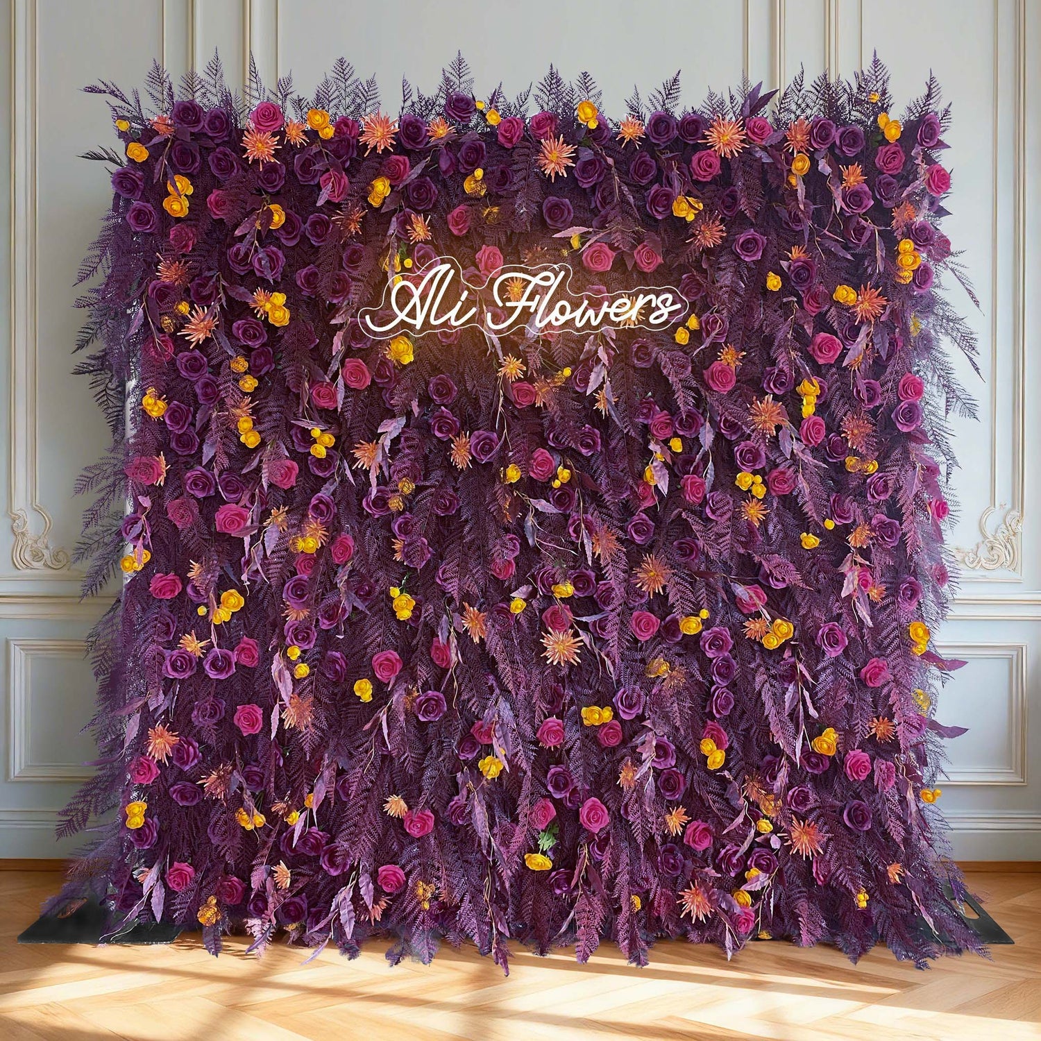 Aliflowers 5D Deep Red Permafrost Rose Wall Roller Fabric Wedding Backdrop ALFWL190