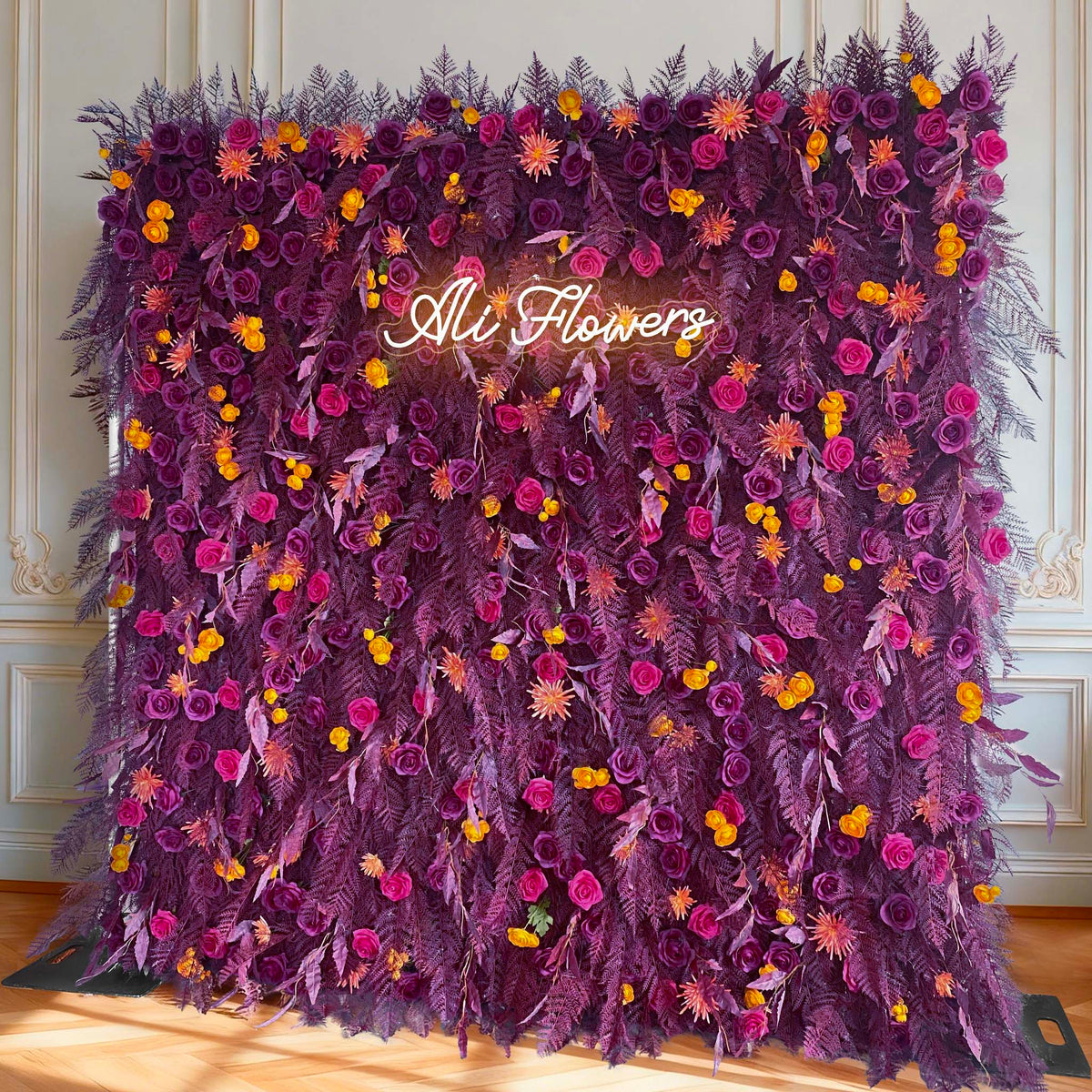 Aliflowers 5D Deep Red Permafrost Rose Wall Roller Fabric Wedding Backdrop ALFWL190