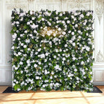 Aliflowers 5D White Rose & Green Leaf Artificial Curtain Flower Wall for Event & Party Backdrop ALFWL185