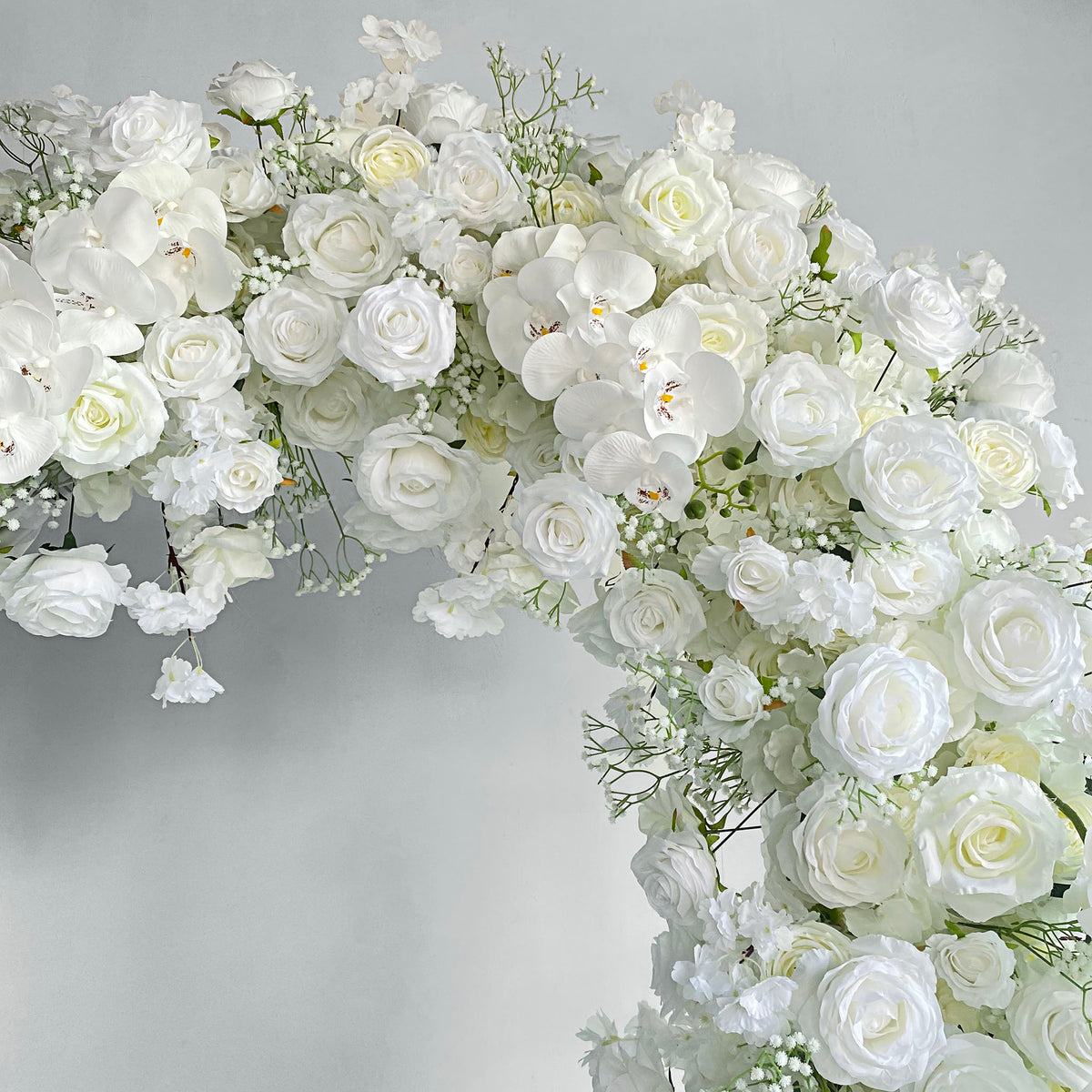 Aliflowers 5D White Rose with Phalaenopsis Orchid Dancing flowers For Wedding Backdrop Arch Frame ALFAH005