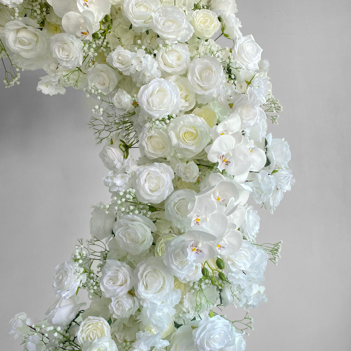 Aliflowers 5D White Rose with Phalaenopsis Orchid Dancing flowers For Wedding Backdrop Arch Frame ALFAH005