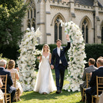 Aliflowers White Rose Flower Row Wedding Background Horn Arch Party Event Decoration Props - Ali Flowers