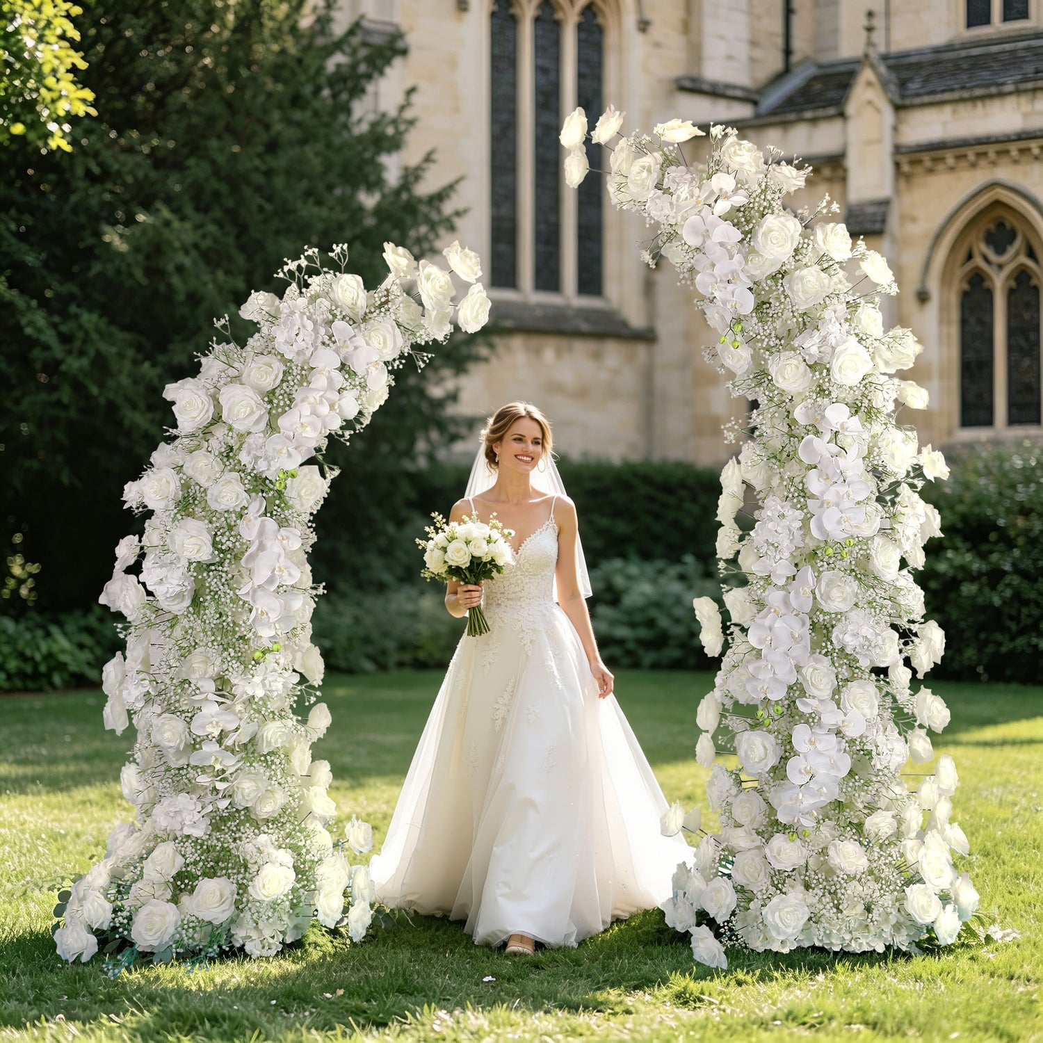 Aliflowers Phalaenopsis Rose Baby's Breath Flower Decoration Wedding Horn Arch - Ali Flowers