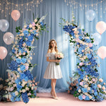 Aliflowers Blue White Series With Greenery Flower Row Arrangement Decor Wedding Backdrop Horn Arch Party Props ALFAC006 - Ali Flowers