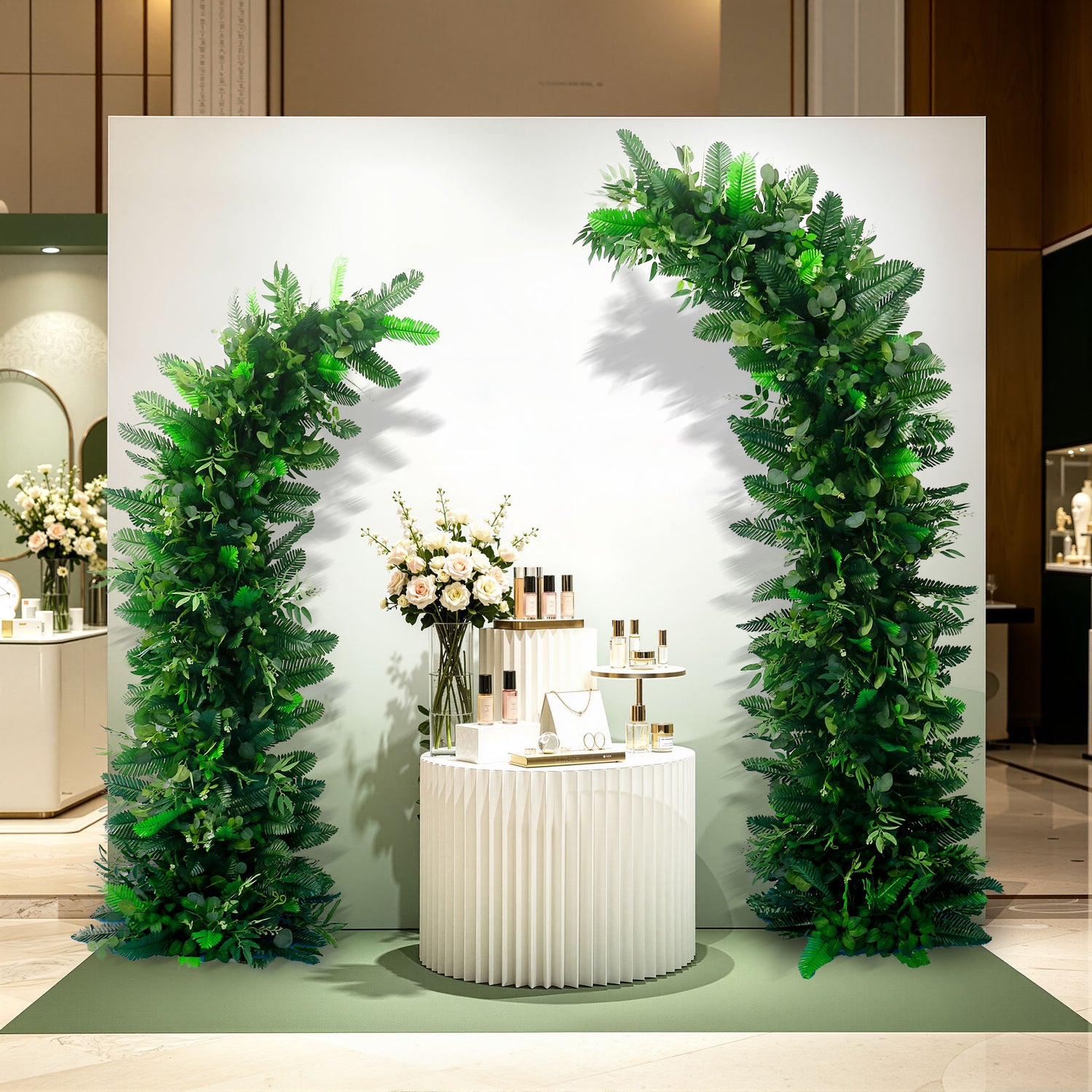 Aliflowers Outdoor Wedding Background Horn Arch Decoration Green Leaf Flower Arrangement - Ali Flowers